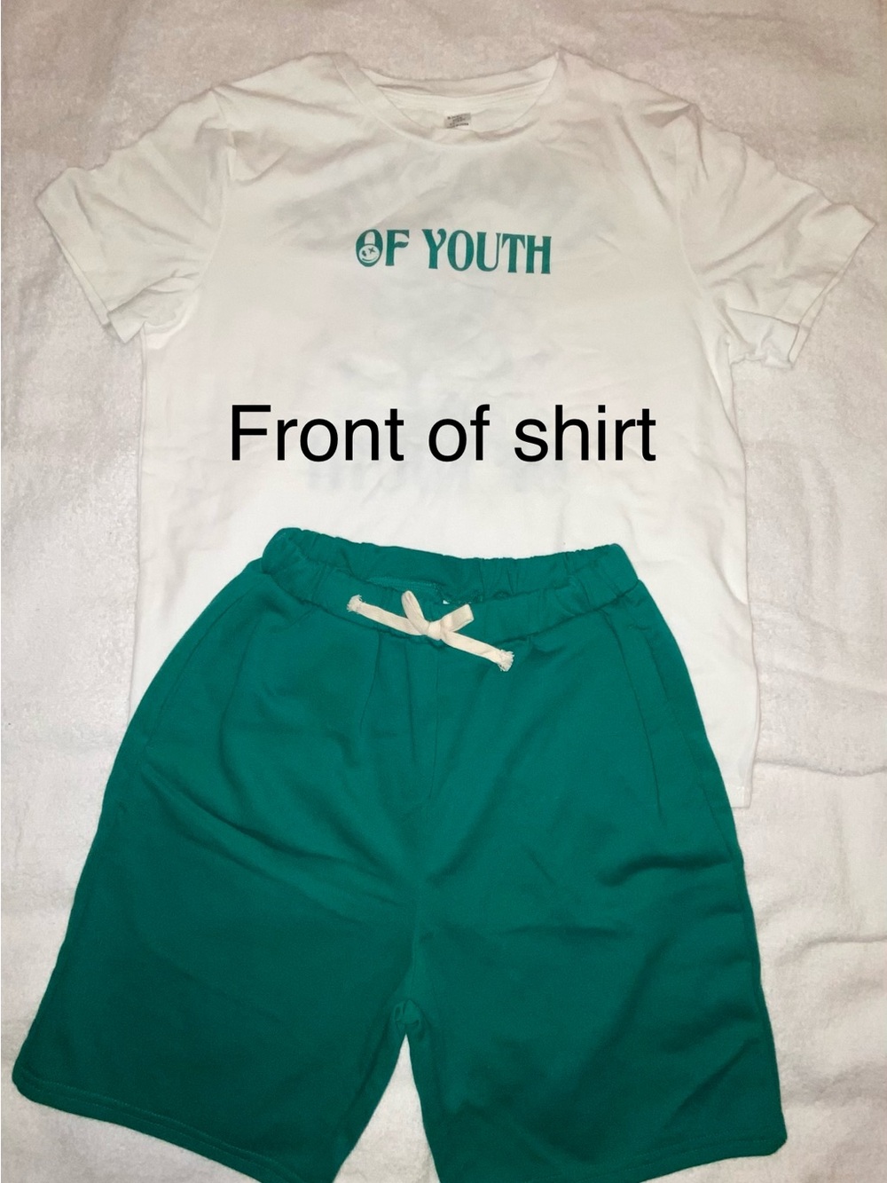 SHEIN Kids White Tee and Green Shorts Set